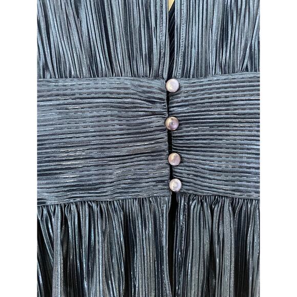 Sabina Musáyev Metallic Pleated Blue Party Top - Picture 5 of 7